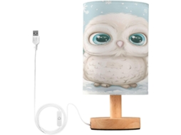 Abajur De Inverno Para Quarto, Sala De Estar, Coruja Sentada Na Neve, Luminárias De Cabeceira Com Portas Carregamento