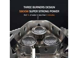Estufa de Camping Plegável 3 Queimadores 5800w