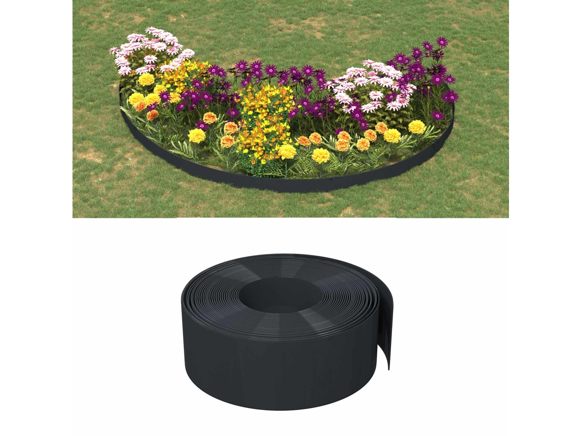 Vidaxl Bordas De Jardim 25 M 20 Cm Pe Preto