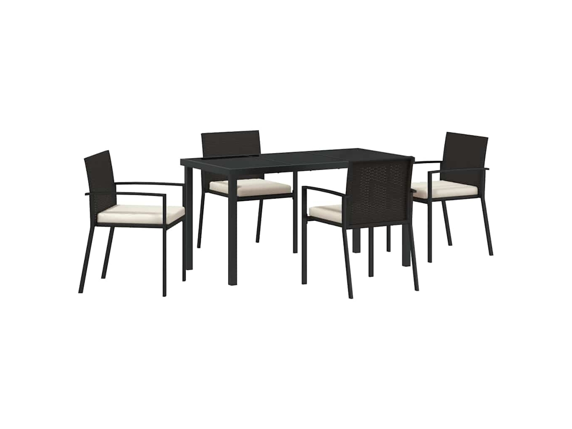 Conjunto de Jantar para Jardim 5 Pcs - Móveis de Jardim para Refeição Preto Aço Revestido a Pó HARLANV1