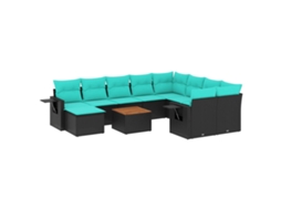 Conjunto de Sofá de Jardim, 11 Peças, Almofadas, Rattan Preto MAISON EXCLUSIVE