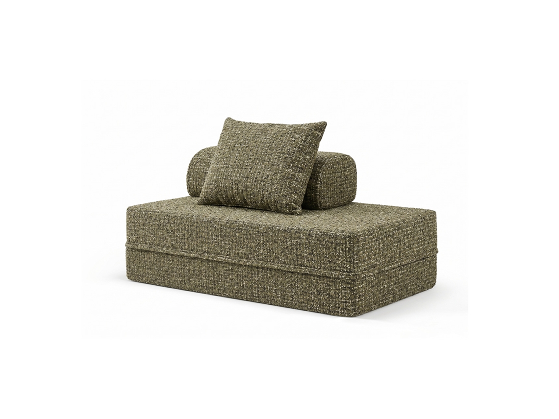 Sofá Modular 2 Lugares Convertível Tweed Verde Oliva SKOFFA