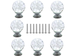 Puxadores De Cristal, Conjunto De 8 Peças Em Formato Bola Redonda Azul, Ideais Para Armários, Gavetas, Portas De Cozinha