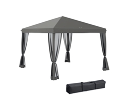 Gazebo Estilo Colonial 3x3m com 4 Mosquiteiros, Bolsa de Transporte Cinza LAMAISON