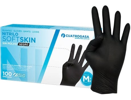 Luvas de Nitrilo CUATROGASA Softskin (Preto - Tam: XL)