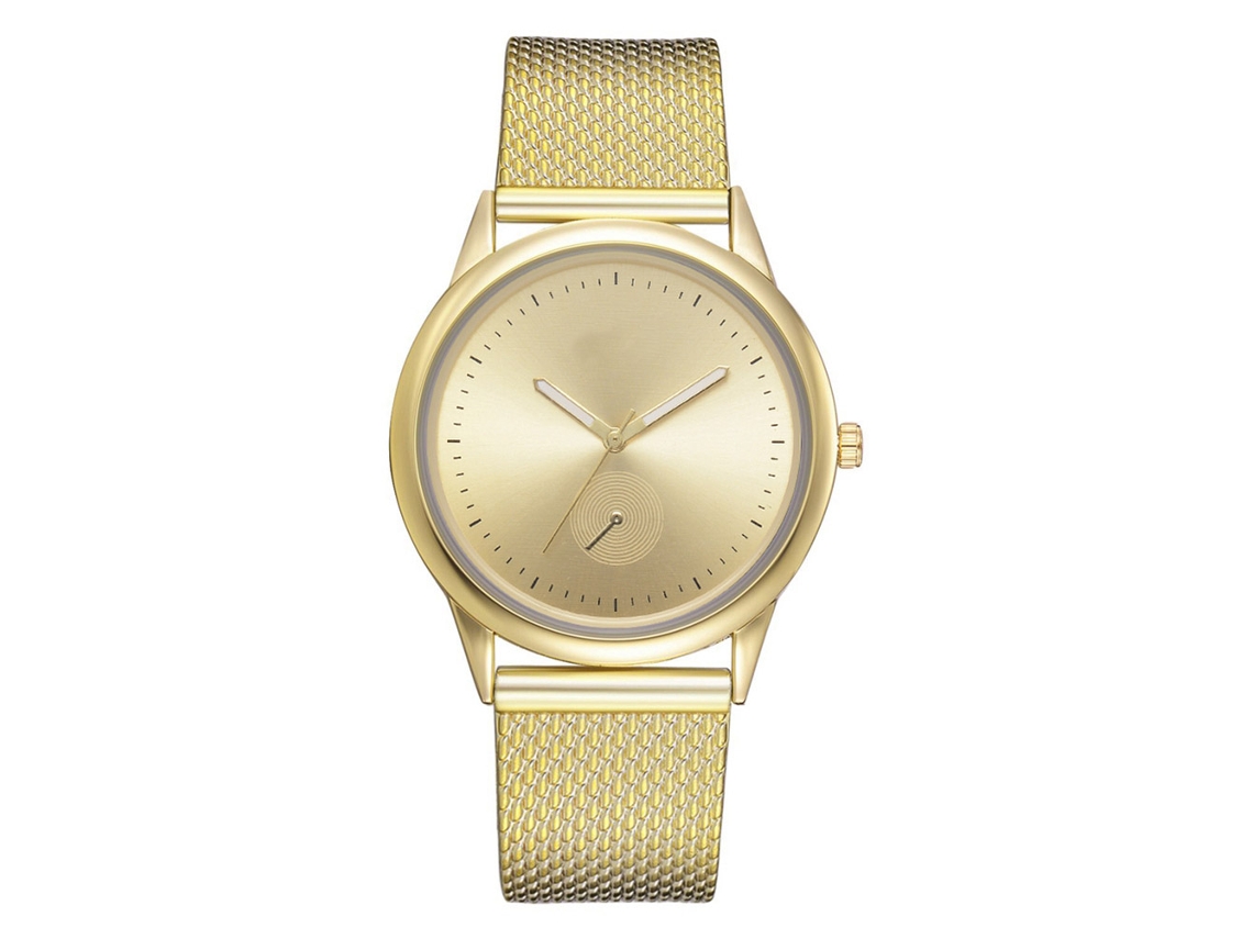 Relógio Feminino Casual de Pulso com Pulseira de Silicone Quartzo Estilo Simples Dourado