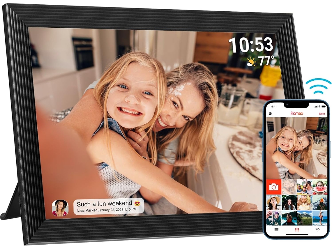 Moldura Digital Inteligente Wifi Yunzii 10,1 Polegadas 1280x800 Ips Lcd Touch Screen Com 32 Gb De Memória Pretoperfeito Para Presentear, Natal