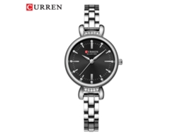 Relógio Feminino Elegante Em Aço Inoxidável Com Mostrador Prateado E Preto, Pulseira Simples E Mecanismo De Quartzo.