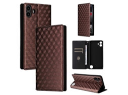 Capa De Celular Flip Em Couro Com Textura De Grade Cúbica Para Nothing Cmf Phone 1