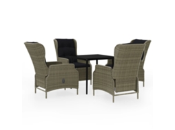 Maison Exclusive - 5 Pcs Conjunto De Jantar Para Jardim Castanho
