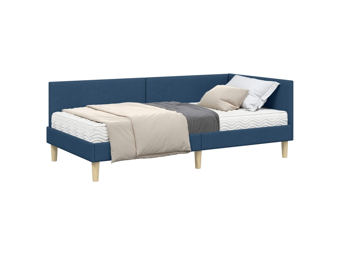 Conjunto de 2 Estruturas de Cama de Canto com Colchão Outros Azul Tecido MAISON EXCLUSIVE