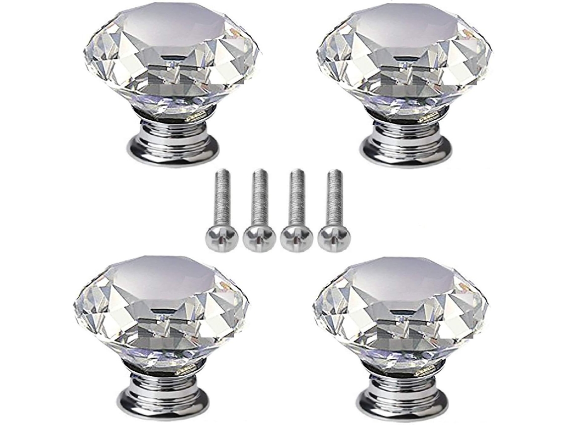 Conjunto de 4 puxadores de cristal diamante 40 mm BRILVIBERA