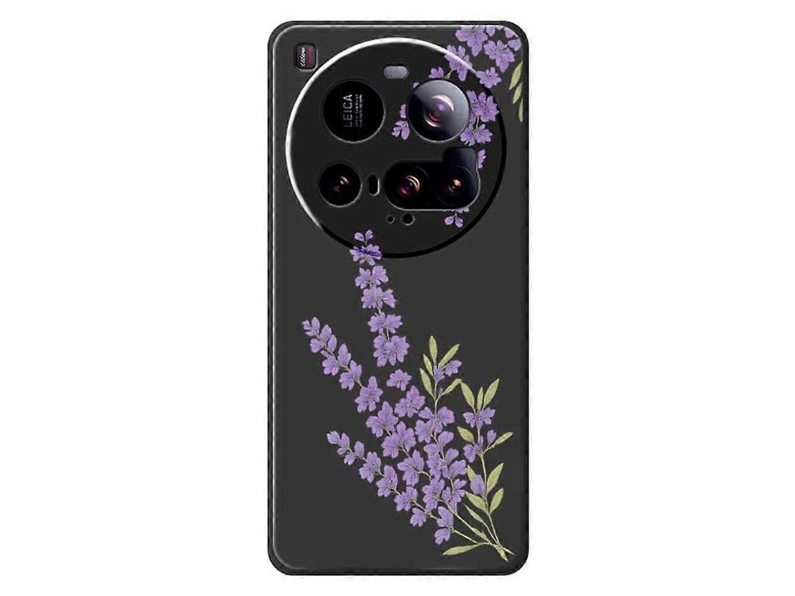 Capa Traseira De Tpu Com Borda Reta E Estampa De Lavanda Para Xiaomi 15 Ultra, Preta