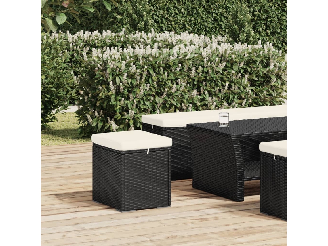 Vidaxl Otomana Com Almofadão 40x30x40 Cm Vime Pe Preto