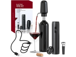 Abridor De Vinho Elétrico Automático, 4 Em 1, Recarregável Com Cortador De Lacre, Rolha A Vácuo
