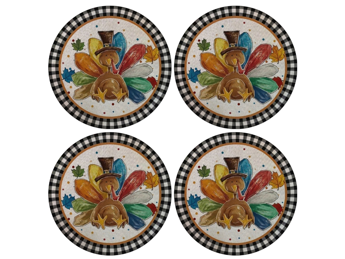 Mats Redondos de Outono com Abóbora Conjunto com 4 Peças Decoração para Festas NEVEANCE