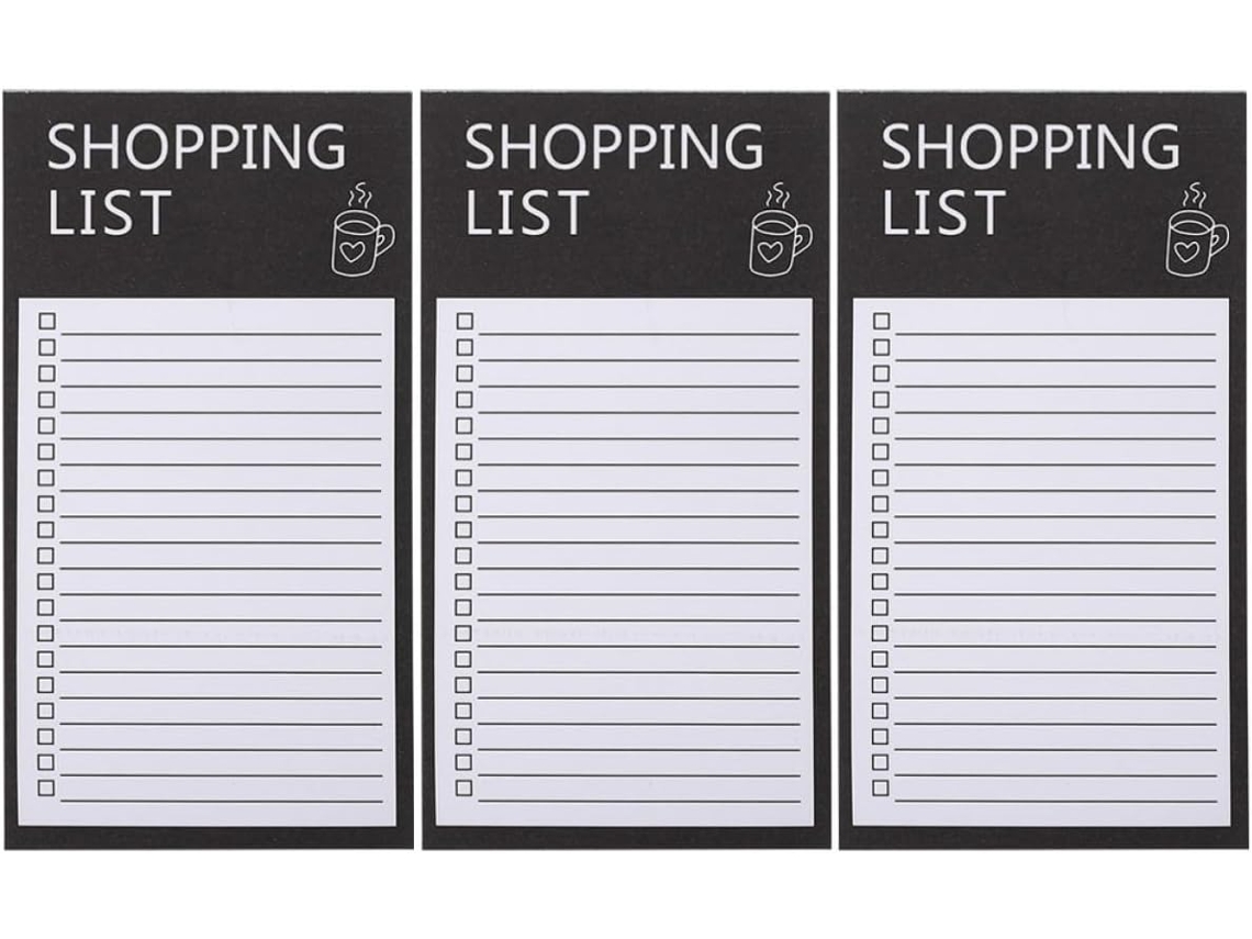 Bloc-notes Magnétique Noir Para Lista De Cursos 3 Cadernos Em Papel Destacáveis, Planejamento E Organização