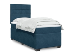 Vidaxl Cama Boxspring Com Colchão 100x200 Cm Veludo Azul