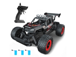 Mali carrinho de Controle Remoto 2.4 Ghz Off road com Luzes 3 Baterias Recarregáveis para Crianças e Adultos Vermelho