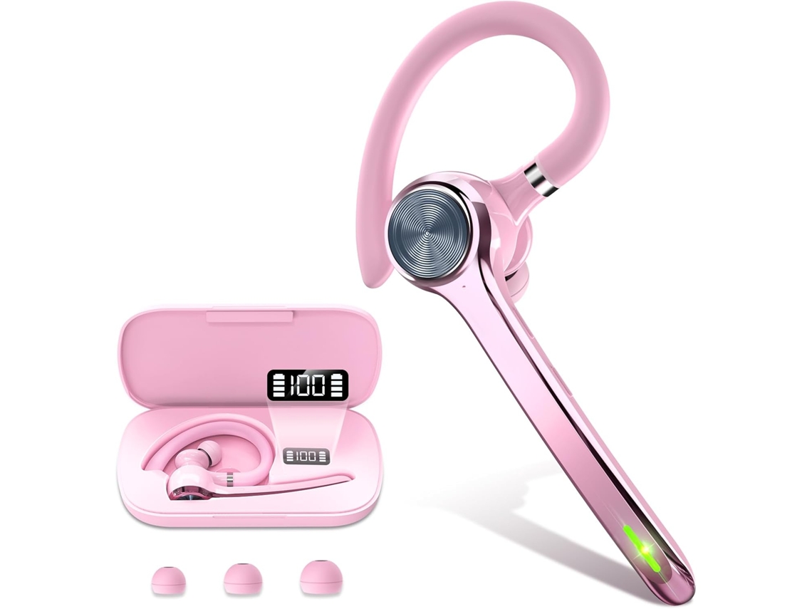 Auricular Bluetooth, Dispositivo Sem Fios Com Microfone Para Trabalho Rosa