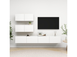 Vidaxl 4 Pcs Conjunto de Móveis de Tv Derivados de Madeira Branco