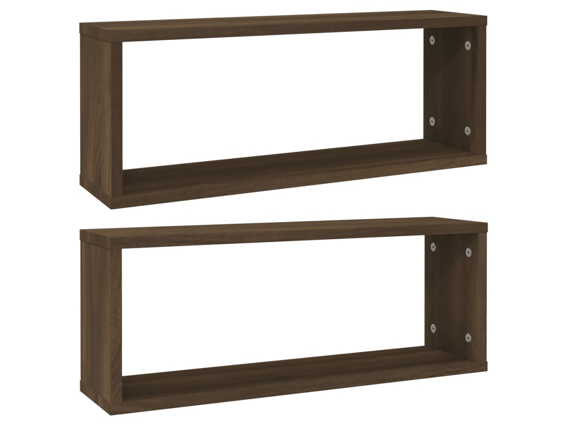 Wall Cube Shelf, Wall Cube Shelves Vidaxl Marrom Madeira Processada (60 X 15 X 23 Cm)