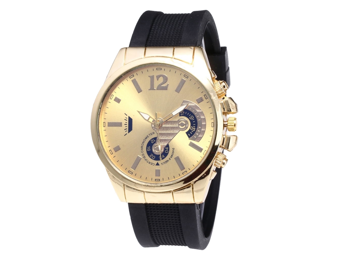 Relógio Zhoulianfa Unisex Fourth Couple com pulseira de silicone dourada