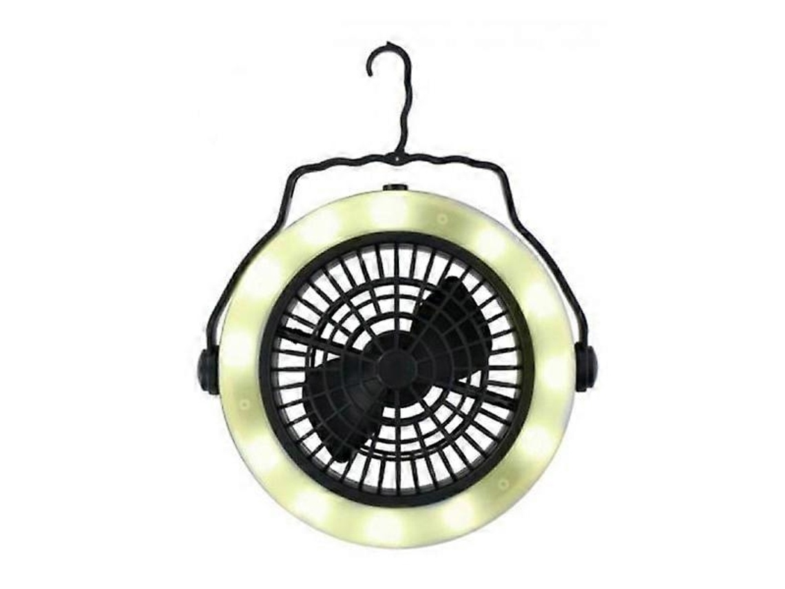 Rebe-lâmpada De Acampamento Com Ventilador Bateria Led Preta 30h Bateria Gancho Pendurar 360° Giratória Blanco