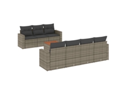 Conjunto de 8 Sofás de Jardim com Almofadões Vime Pe Cinzento MAISON EXCLUSIVE (8 pcs)
