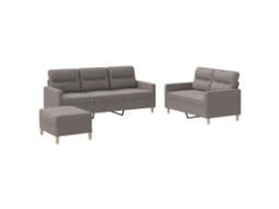 Conjunto de Sofás MAISON EXCLUSIVE 3 peças almofadões tecido cinza acastanhado