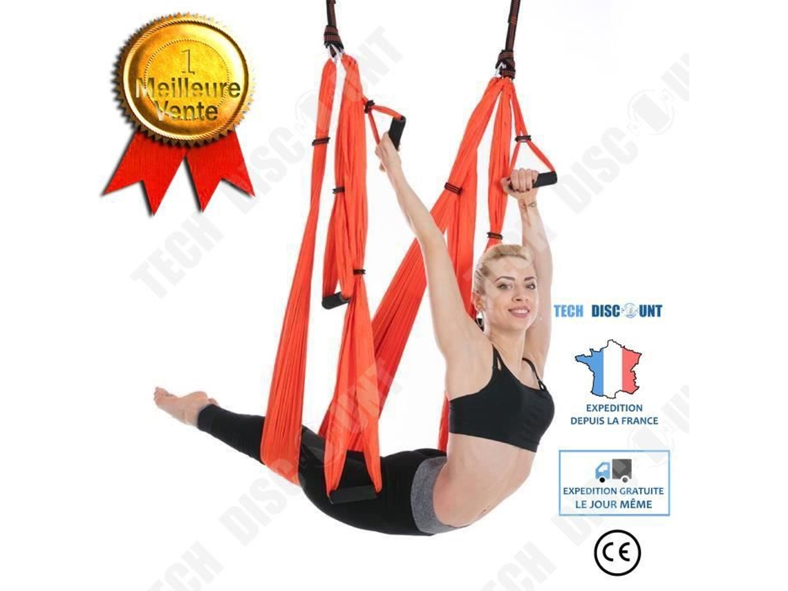 Conjunto Multifuncional de Rede Aérea de Yoga Antigravidade TECH DISCOUNT (Laranja)