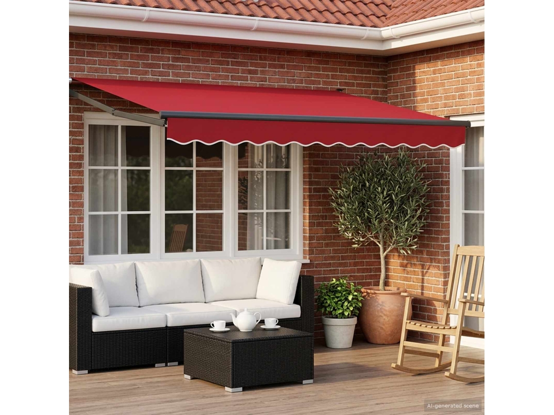 Vidaxl Toldo Retrátil Elétrico Vermelho 3 X 2,5 M