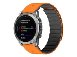 Bracelete para Garmin Silicone Magnético, Liberação Rápida Laranja + Preto XIAOMOYU (22mm)