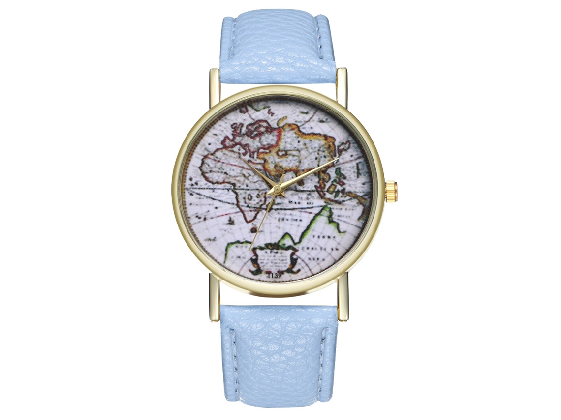 Reloj De Pulsera Analógico De Cuarzo Con Dial Redondo Para Mujer Y Hombre (azul Claro)