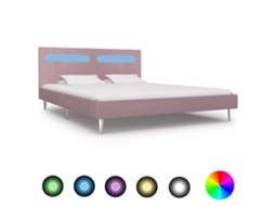 Vidaxl Estrutura De Cama Com Led 180x200 Cm Tecido Cor-de-rosa