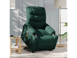 Vidaxl Poltrona Reclinável Elevatória De Massagens Tecido Verde-escuro
