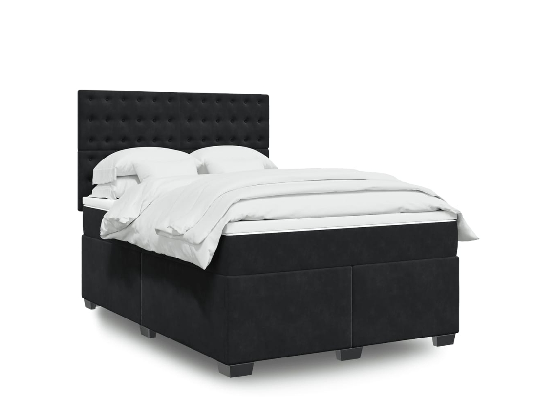 Vidaxl Cama Com Molas/colchão 160x200 Cm Veludo Preto