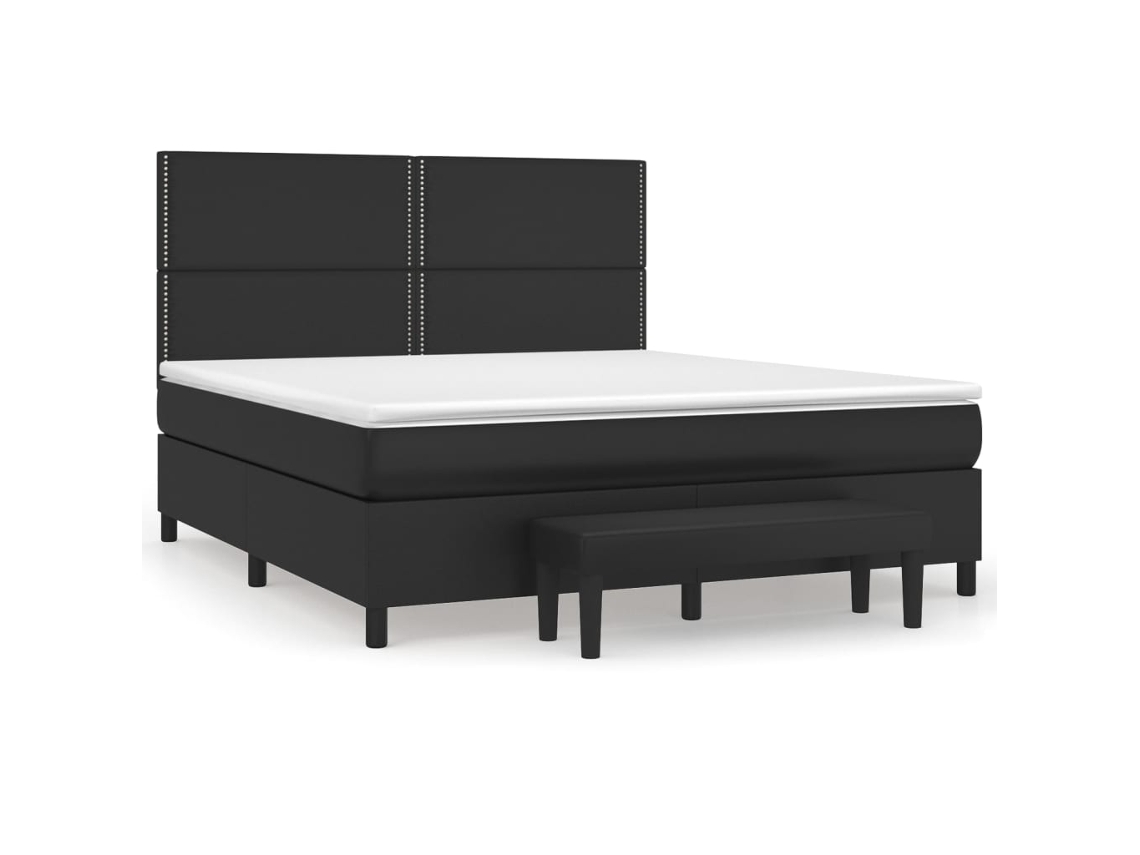 Box Spring Bed, Box Spring Beds Vidaxl Preto Couro Artificial (180 X 200 Cm)