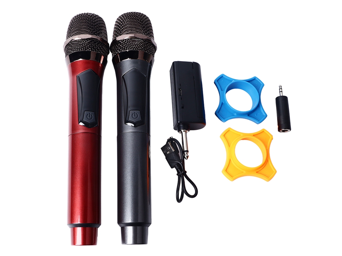 Dual Wireless Microphone With Rechargeable Receiver Red Grey Dynamic Long Range Wireless Mic System For Ktv Sing LAXISCREED