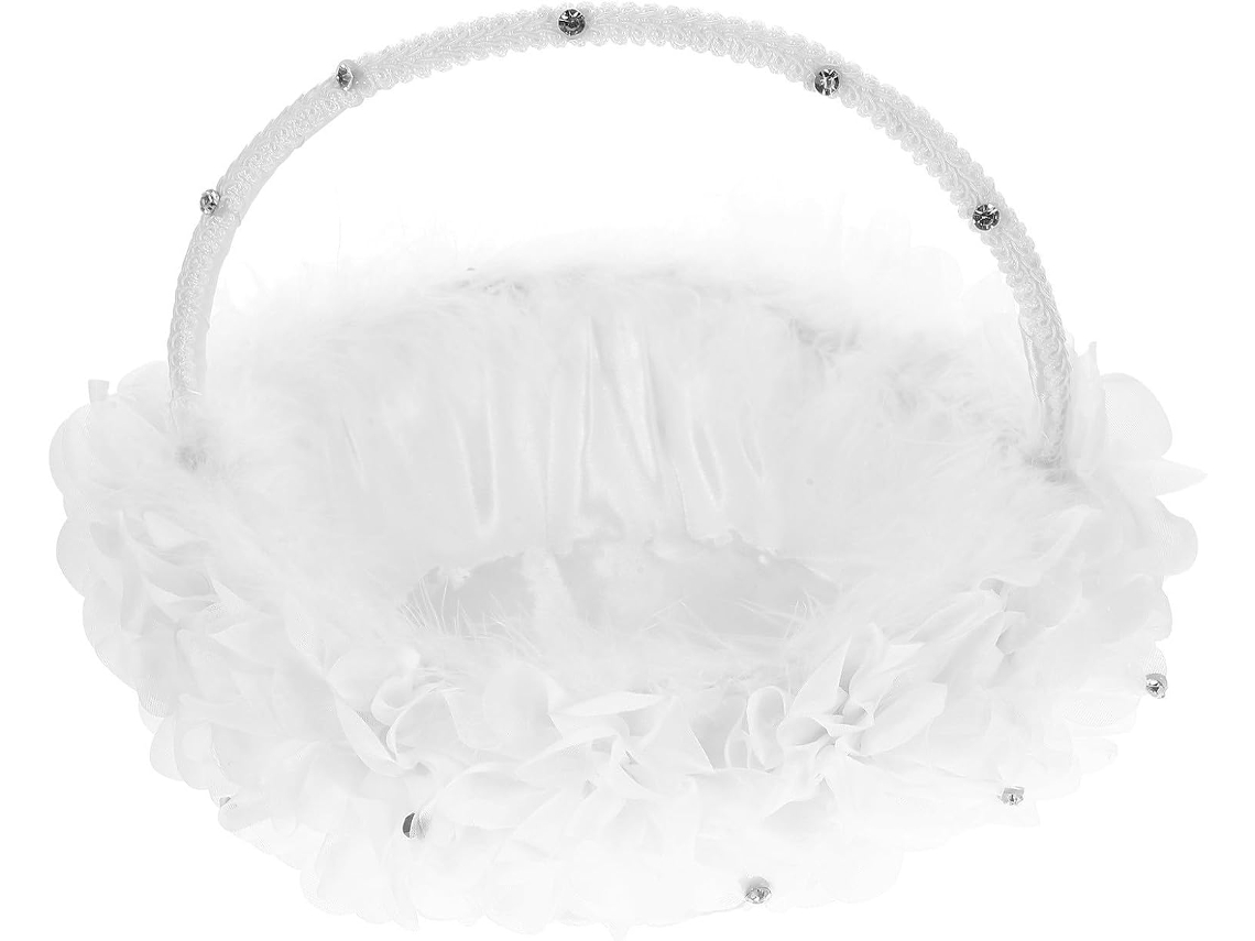 Cesta Em Estilo Ocidental Com Flores Brancas E Renda De Casamento.