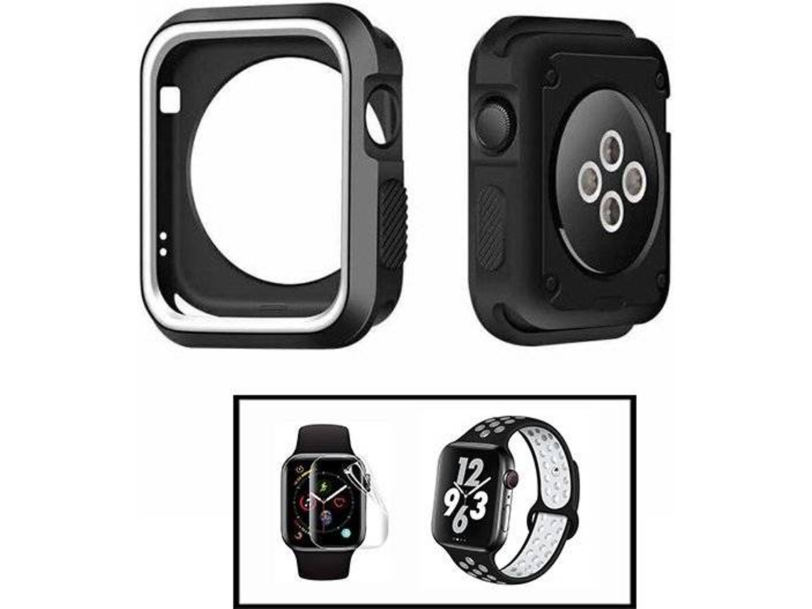 Capa Military + Bracelete SportyStyle + Película de Hydrogel PHONECARE Apple iWatch Series 5 - 40mm Preto e Branco