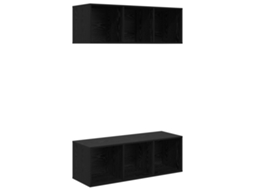 Conjunto 2 Gabinete Para Tv Vidaxl Preto Derivados De Madeira (37 X 37 X 107 Cm)