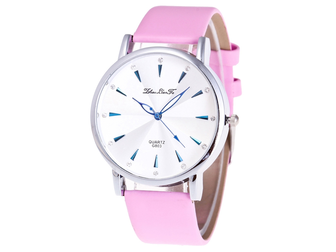 Reloj De Pulsera Analógico Unisex De Cuero Pu Quartzo Zhoulianfa (rosa)