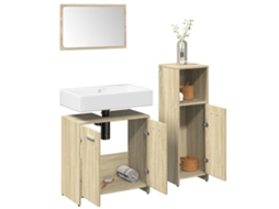 Vidaxl 3 Pcs Conj. Móveis Casa Banho Derivados Madeira Carvalho Sonoma
