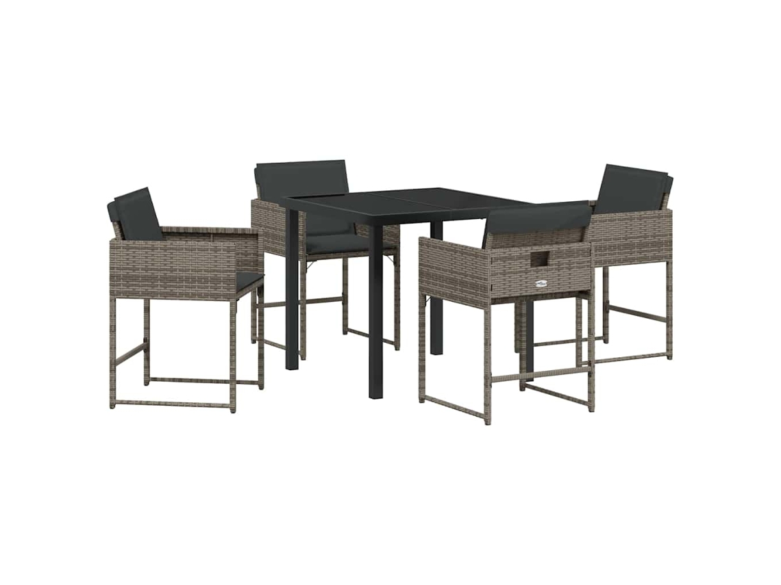 Conjunto 5 De Jantar Para Jardim Vidaxl Cinzento Vime Pe