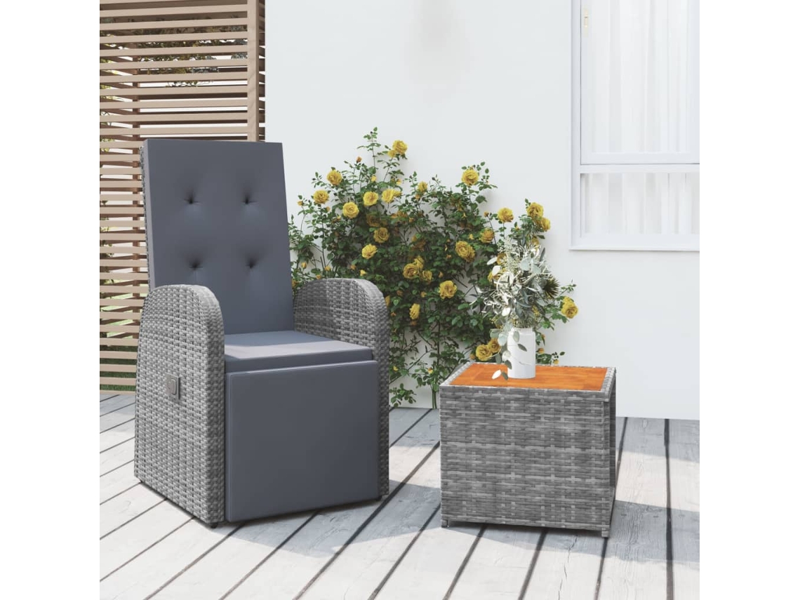 Conjunto 2 Peças Lounge De Jardim Vime Pe/acácia Maciça Cinzento Dkd Home Decor