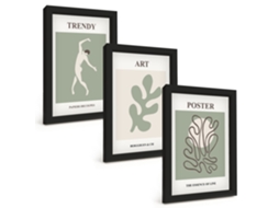 Composição De Quadros Figuras Abstratas De Plantas Espelharte (3 Peças 20x30 Cm)