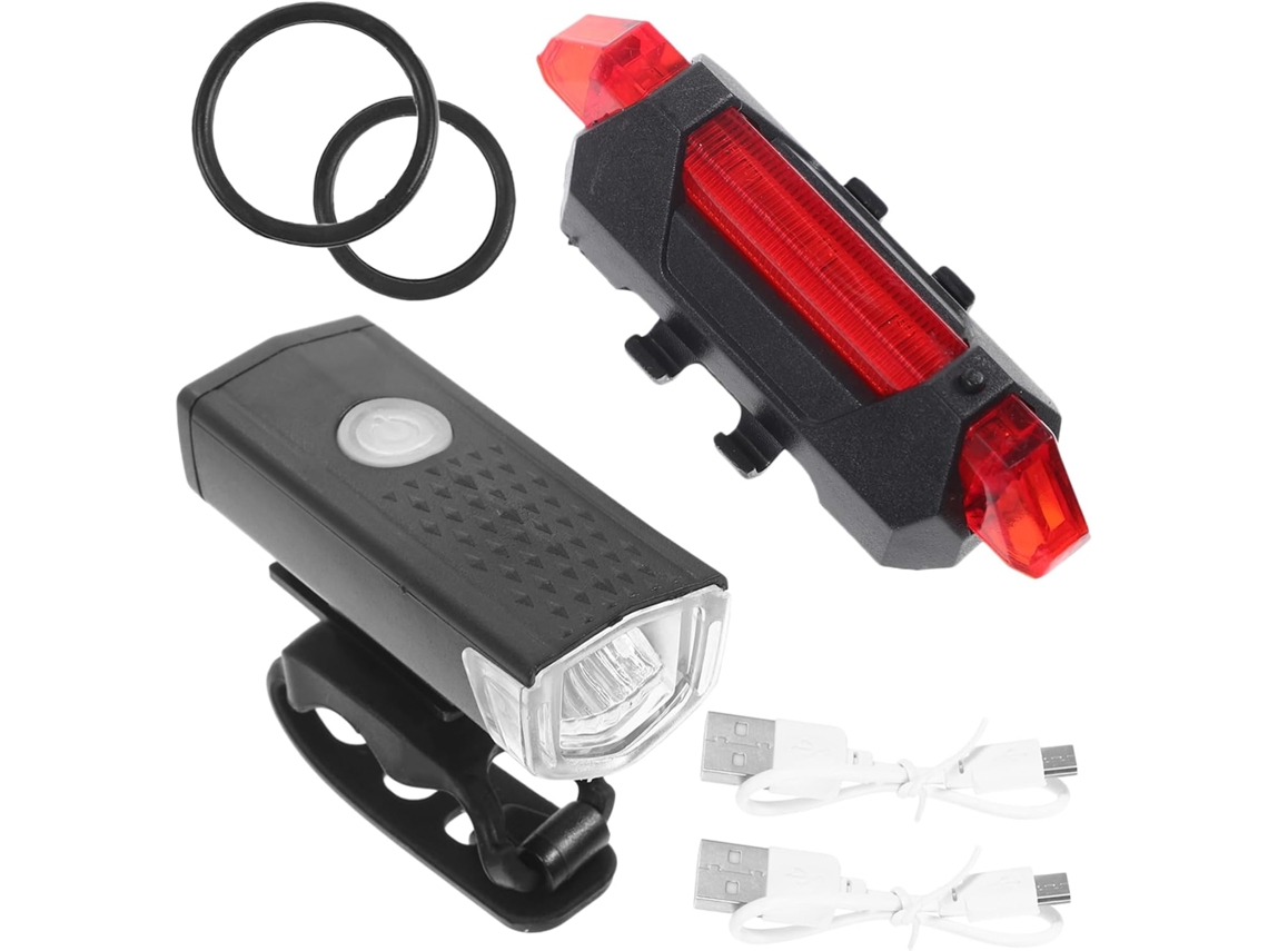 Conjunto De Luzes Bicicleta Recarregáveis Em Led, Feitas Plástico,