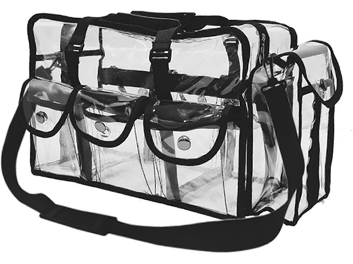 Bolsa De Maquiagem Transparente Com 5 Bolsos Externos, Bolsa De Higiene Pessoal À Prova Dágua E Transparente Com Alça De Ombro Pa Aquaforge