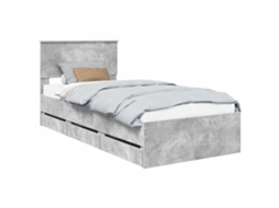 Estrutura de Cama MAISON EXCLUSIVE Cinzento 90 X 190 cm Madeira de Engenharia